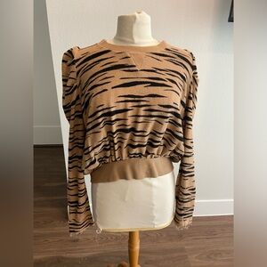 Free People Tiger Stripe Brown Women's Top